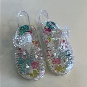 Kids Clear Jelly Sandals with Floral Design